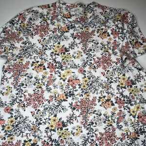 Abercrombie Fitch Womens XL Floral Print T Shirt Soft Tee White Pink Yellow